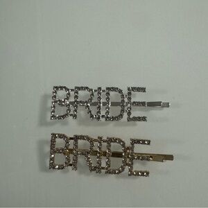 Bride Hair Pin Rhinestone Silver Gold Bachelorette Party Accessory